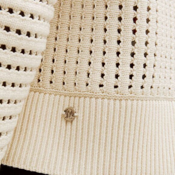 lululemon Cotton Crochet Mesh Relaxed-Fit Cardigan Light Ivory Size XS - Picture 6 of 6